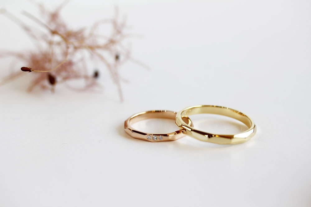 ピンクゴールド＆ゴールドマリッジリング (お客様オーダーメイド結婚指輪)