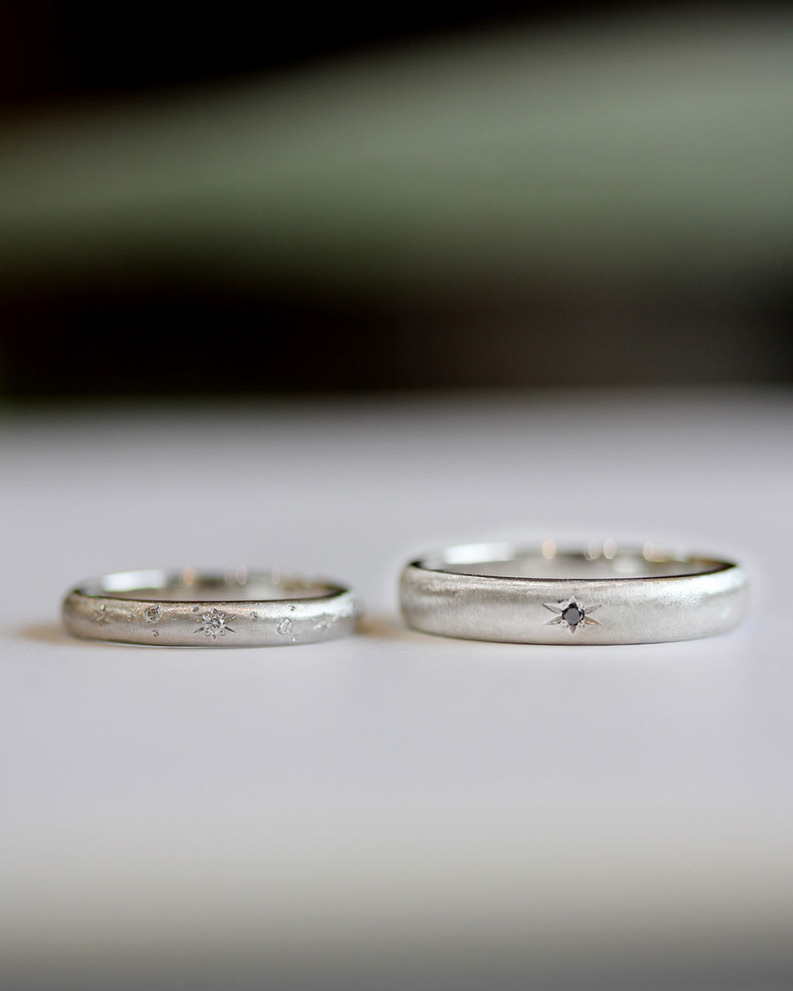 星のきらめきを映したふたりのマリッジリング【K様オーダーメイド結婚指輪】